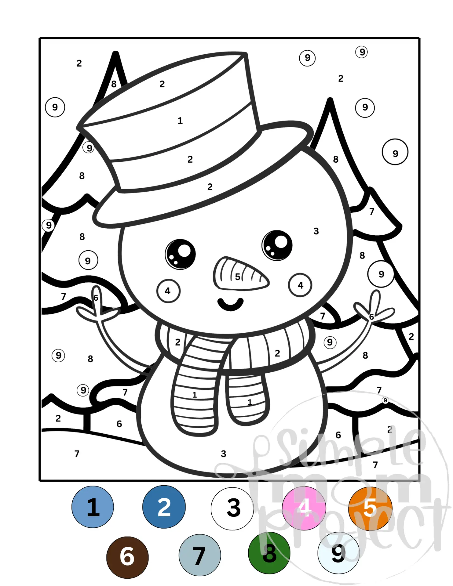 winter animals colornumber – 22 printable pages for kids